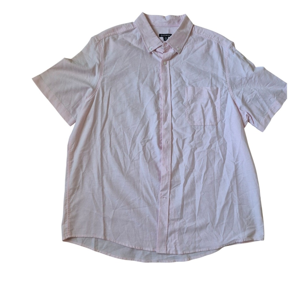 George Men's Baby Pink Pastel Cotton Button Down Shirt Size XL Spring Easter